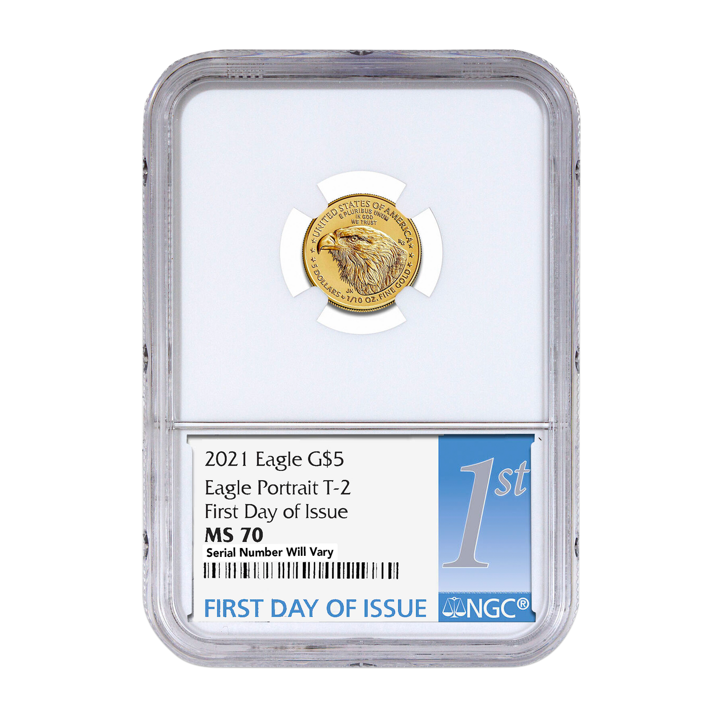 2021 $5 Gold Eagle - Type 2 - NGC MS70 FDI Double Signature Anna Cabral & Miles Standish Label - CoinsTV