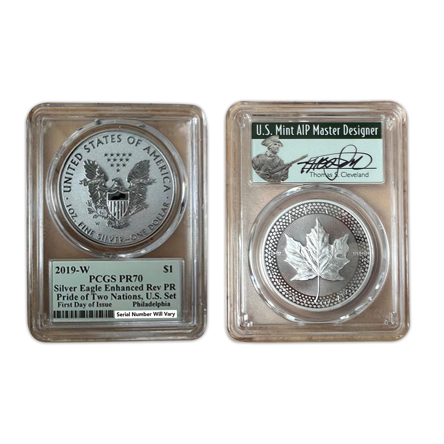 2019 W Pride of Two Nations 2 pc - PCGS PR70 FDOI Cleveland City Set - CoinsTV