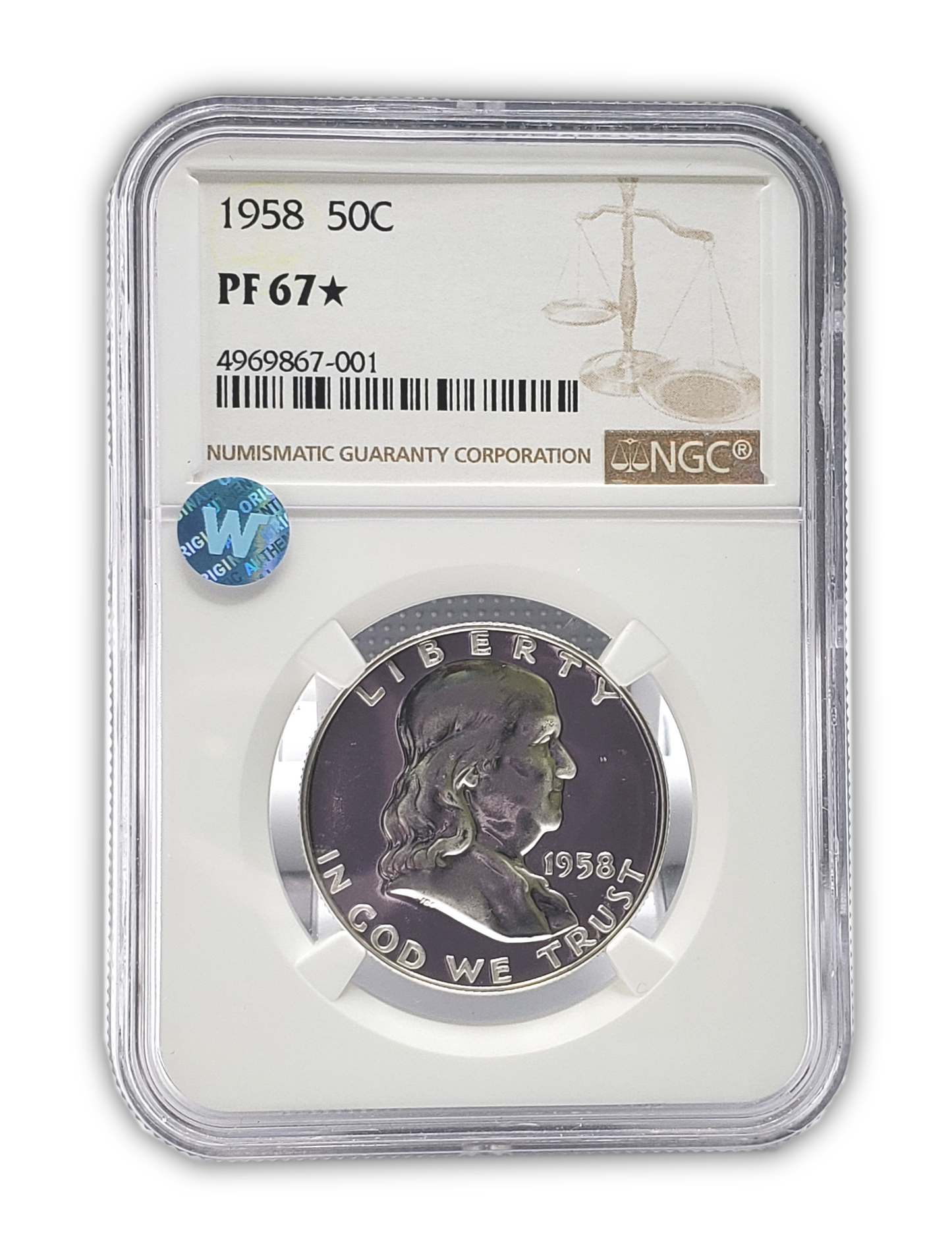 1958 Franklin Silver Half Dollar - NGC PF67 Star Sight White