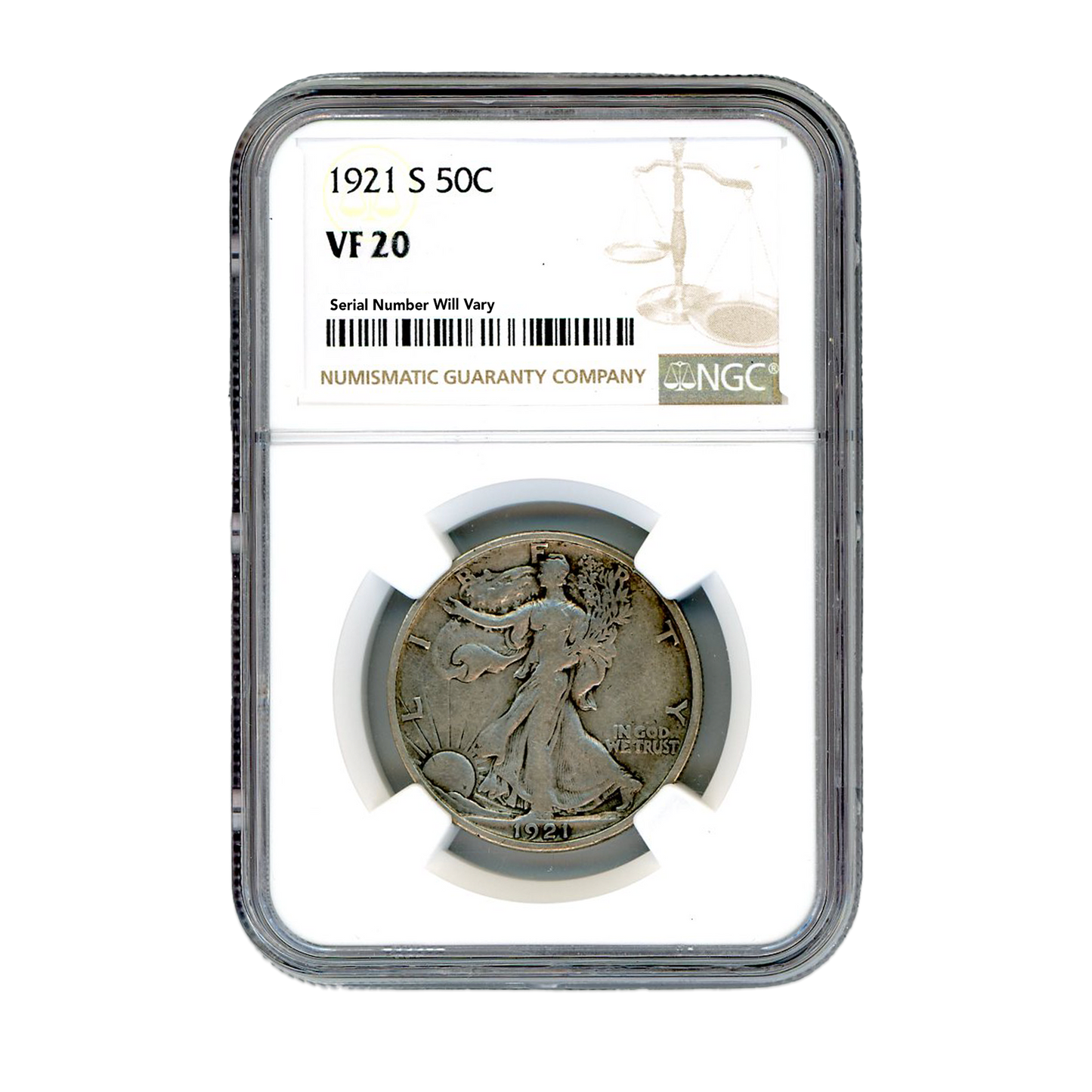 1921 S Walking Liberty Silver Half Dollar - NGC VF20