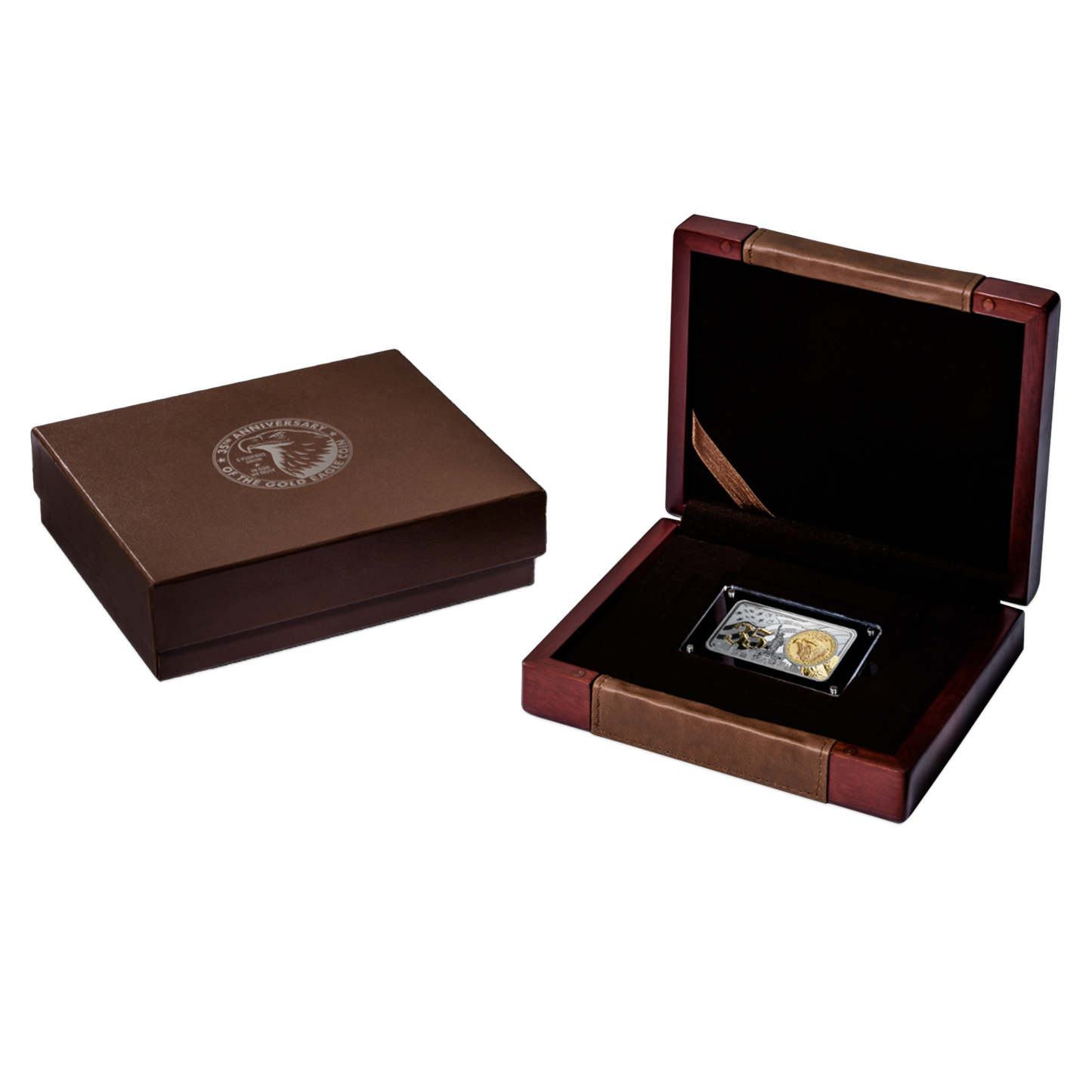 2021 Gold Eagle Silver Bar Black Proof & 24 Gold Plating - Brilliant Uncirculated - CoinsTV