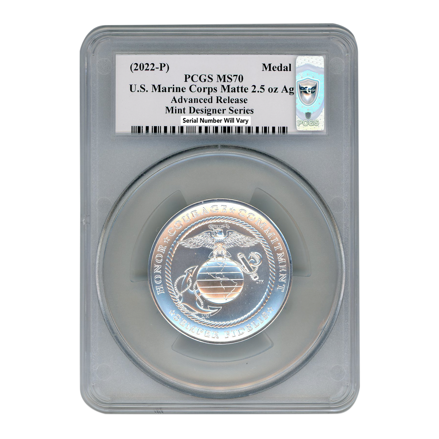 2022 U.S. Marine Corps 2.5 Ounce Silver Medal - PCGS MS70 Damstra Signature Label - CoinsTV