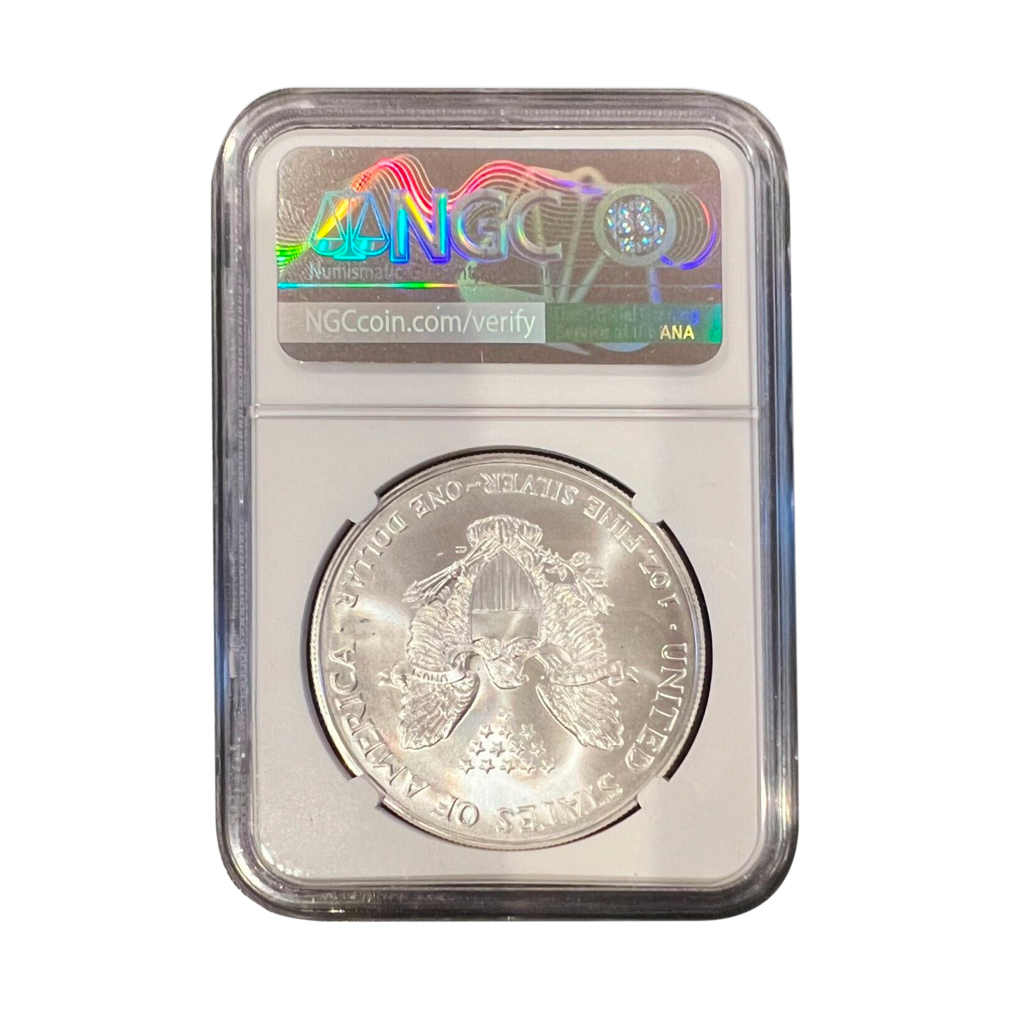 2002 Silver Eagle - Business Strike - NGC MS70 Mercanti Label - CoinsTV