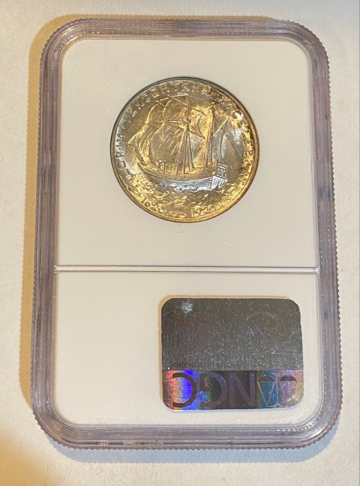 1921 Pilgrim Silver Half Dollar - NGC MS66 CAC - CoinsTV