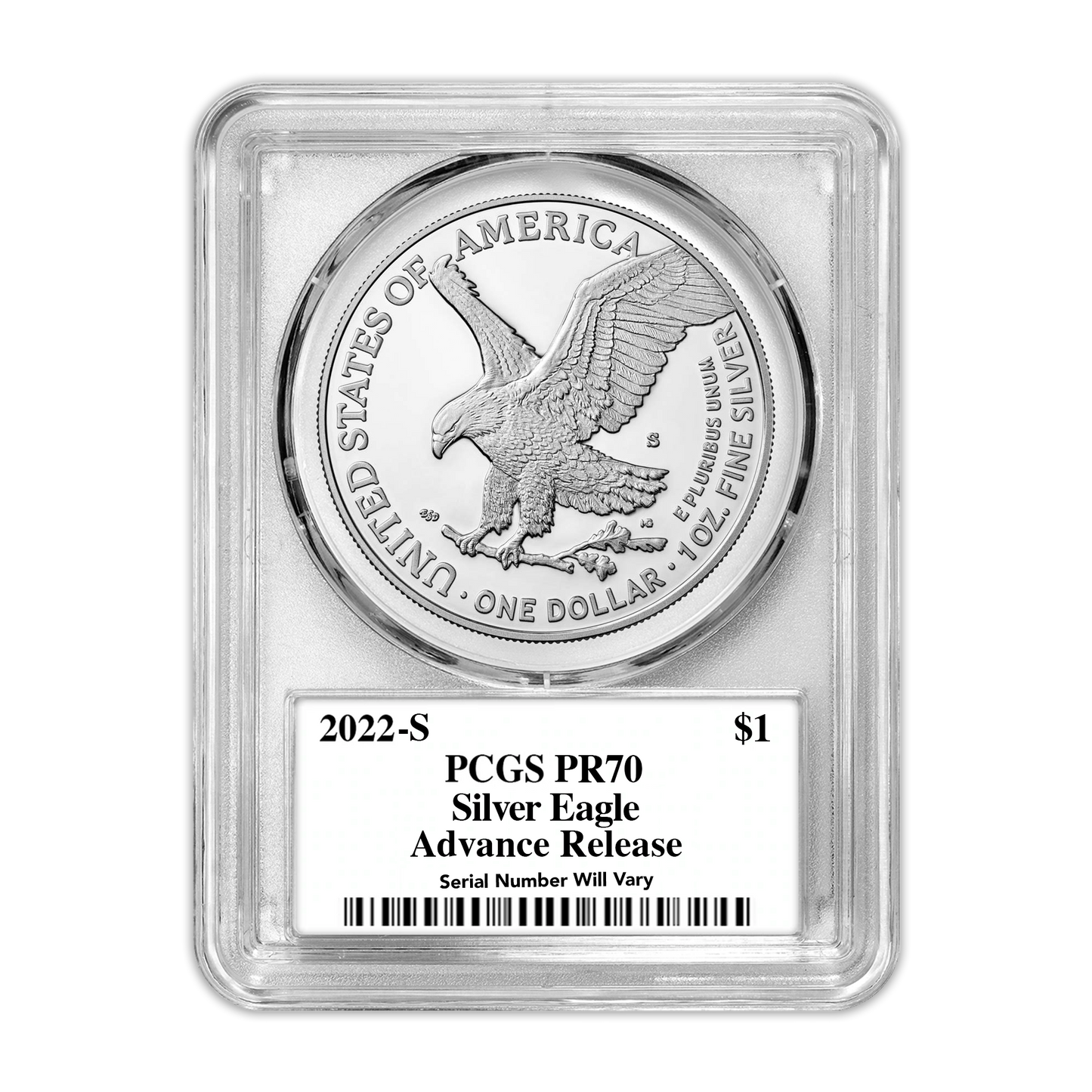 2022 S Silver Eagle San Francisco Proof - PCGS PR70 AR Advanced Release Truman Label - CoinsTV