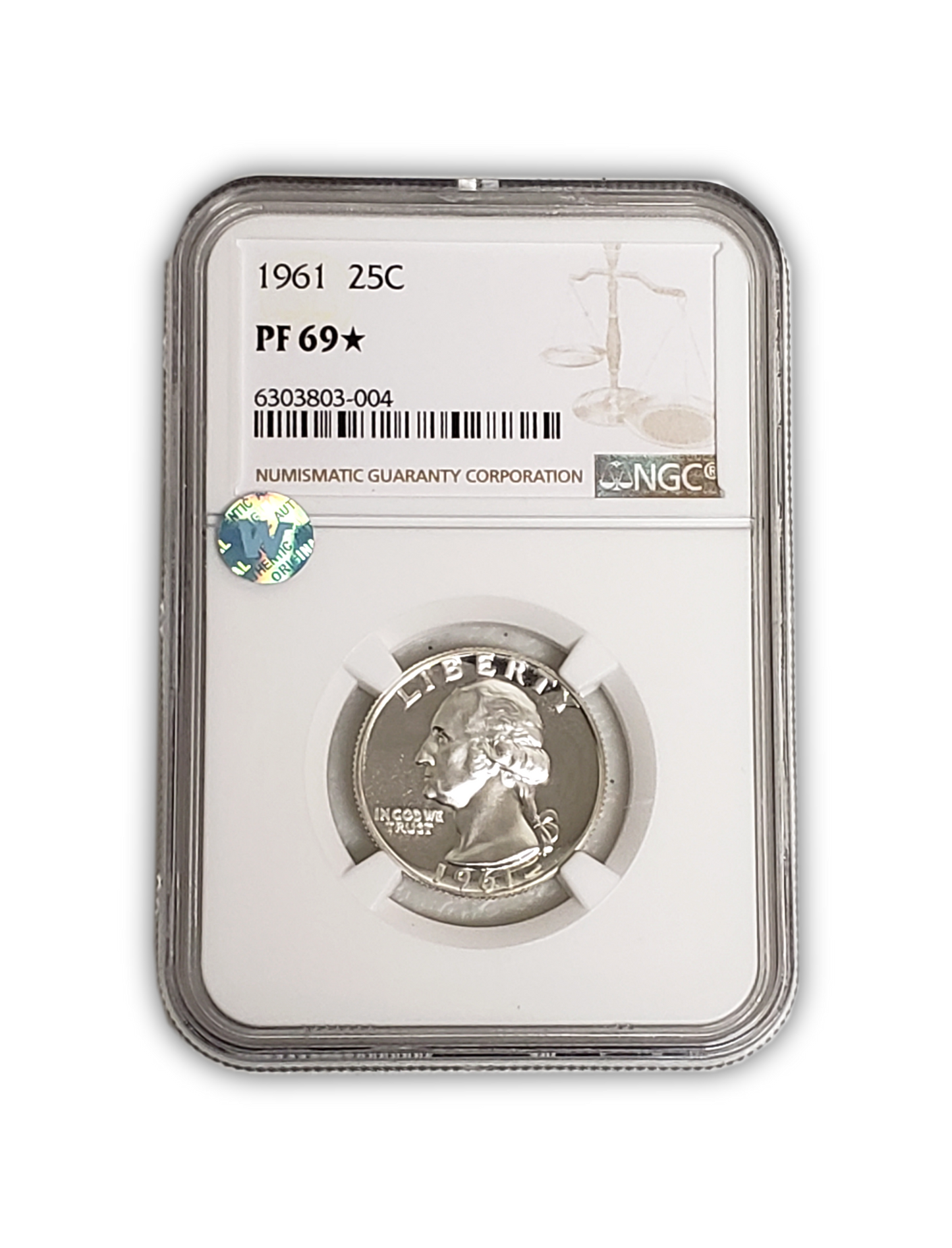 1961 Washington Silver Quarter Philadelphia - NGC - PF69 Star Sight White - CoinsTV