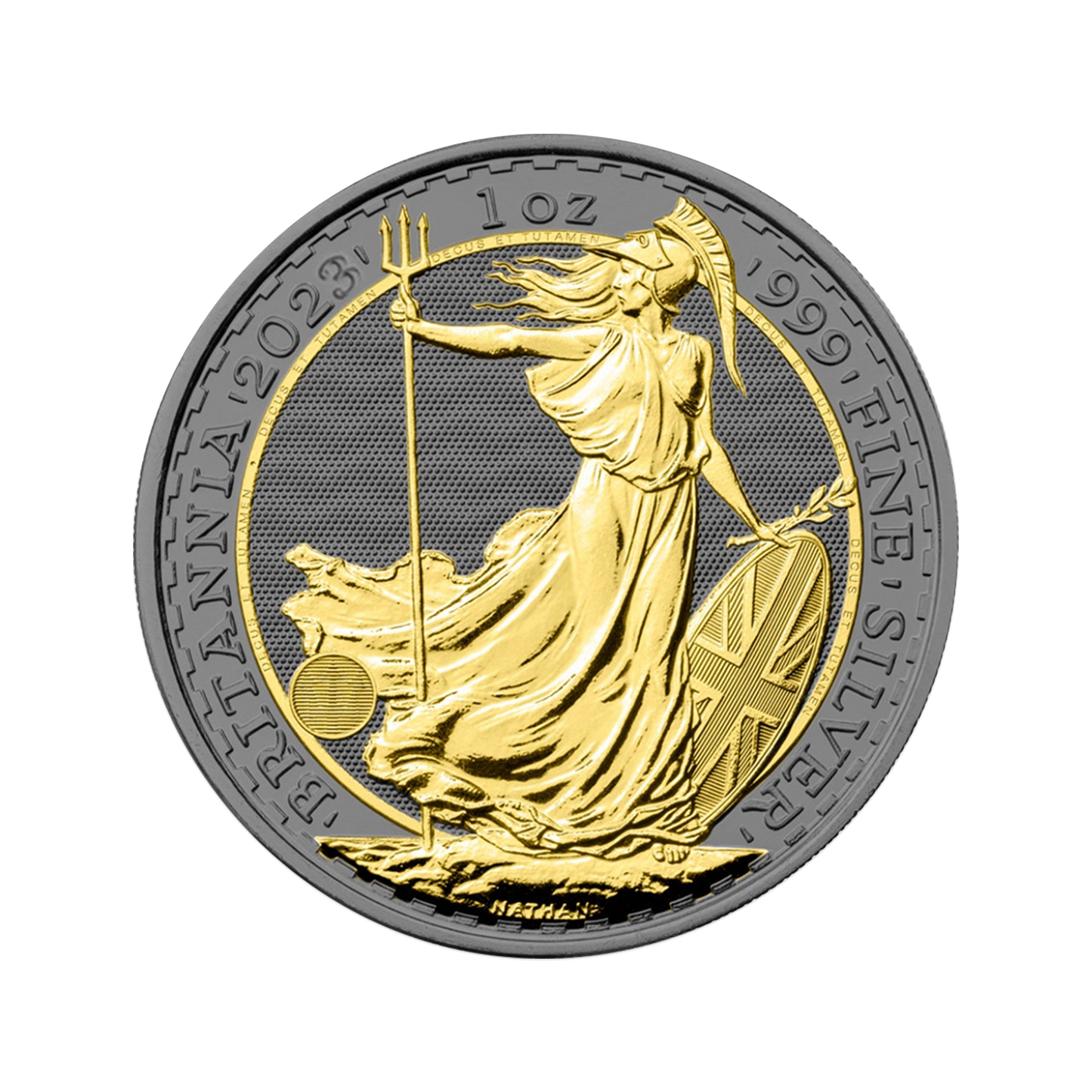 2023 Britannia Black Ruthenium & Gold Enhanced 1 oz Silver - CoinsTV