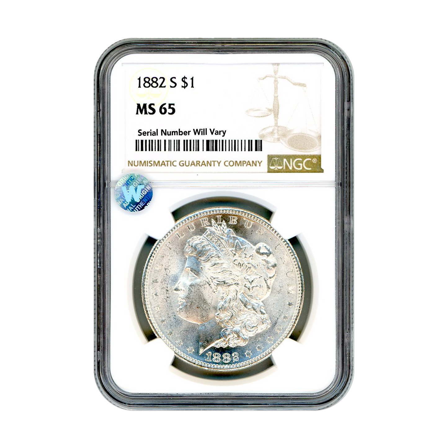 1882 Morgan Silver Dollar San Francisco - NGC MS65 Sight White - CoinsTV