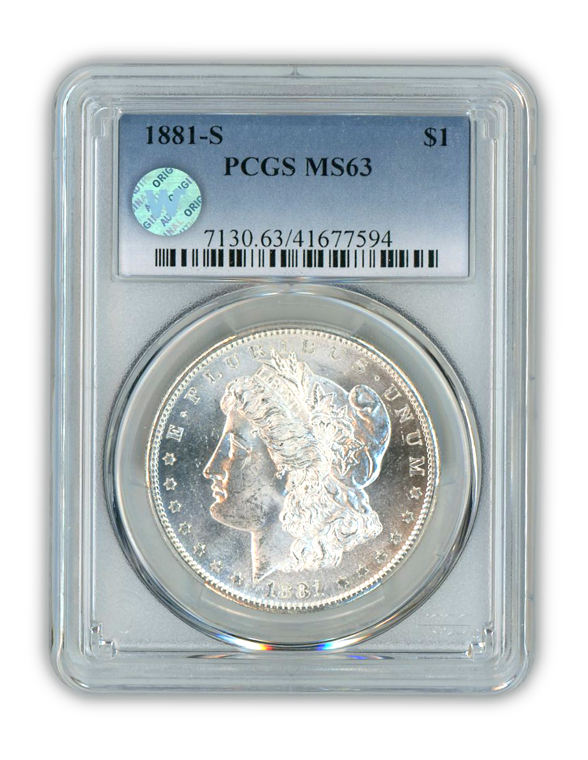 1881 Morgan Silver Dollar San Francisco - PCGS MS63 Sight White - CoinsTV