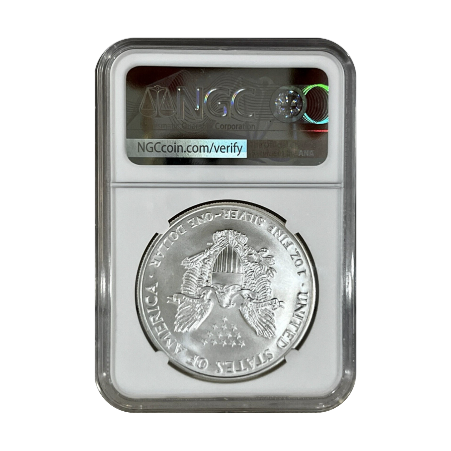 1998 Silver Eagle - Flag Label - NGC MS70 Mercanti Label - CoinsTV