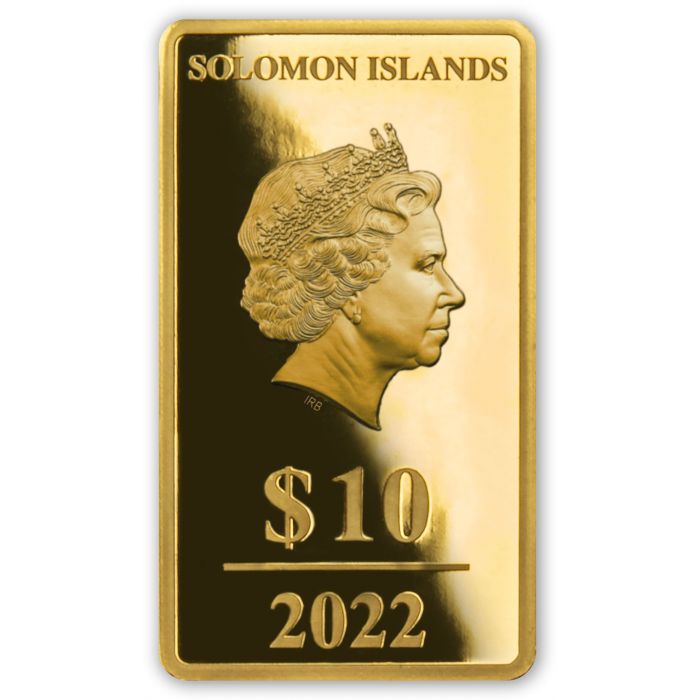 2022 Solomon Islands World Cup Emblem - 1/100 Gold Prooflike - CoinsTV