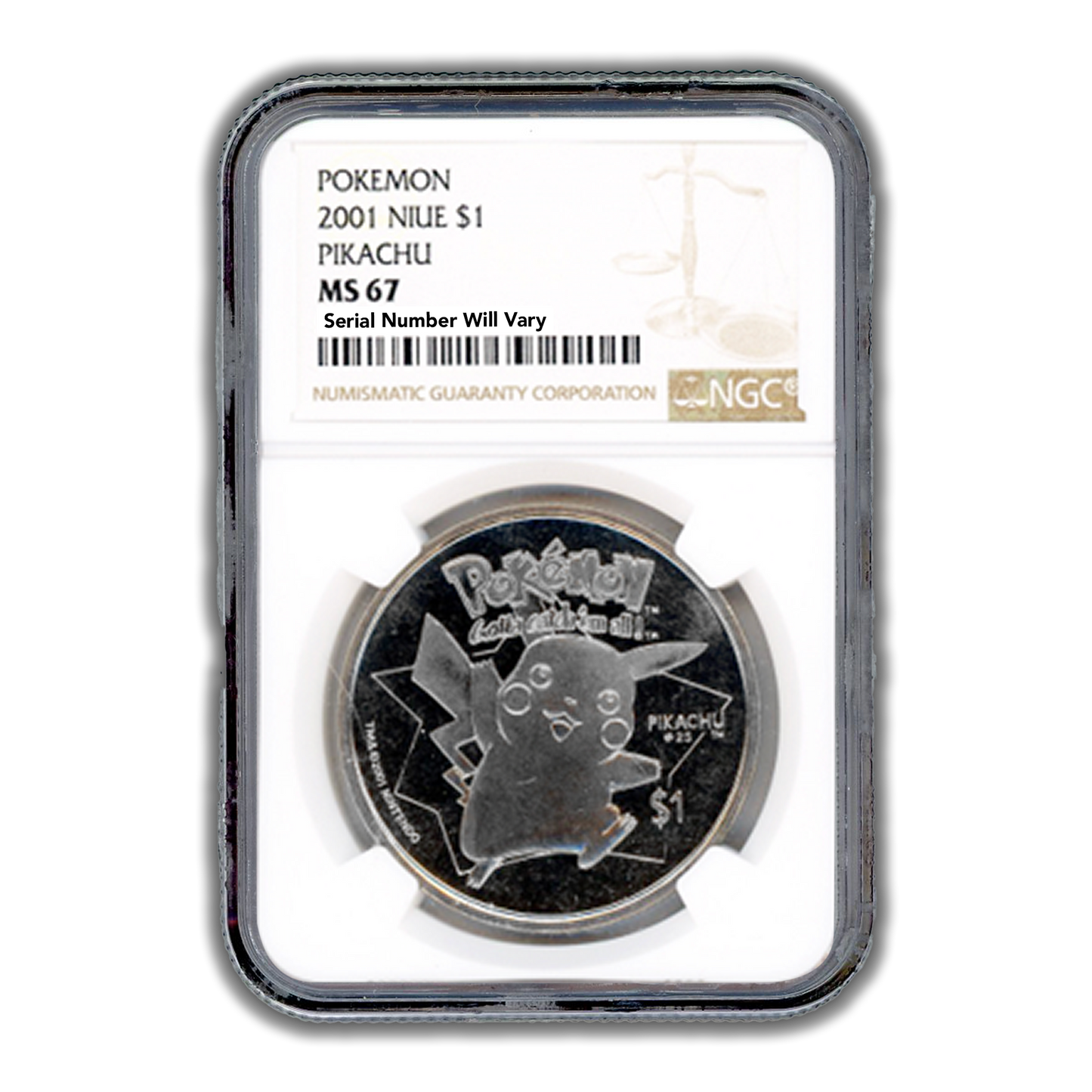 2001 Niue Pokemon Pikachu $1 Coin - NGC MS67 - CoinsTV