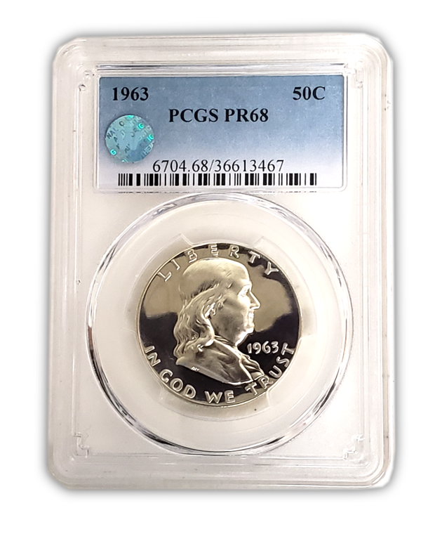 1963 Franklin Silver Half Dollar - PCGS PR68 Sight White - CoinsTV