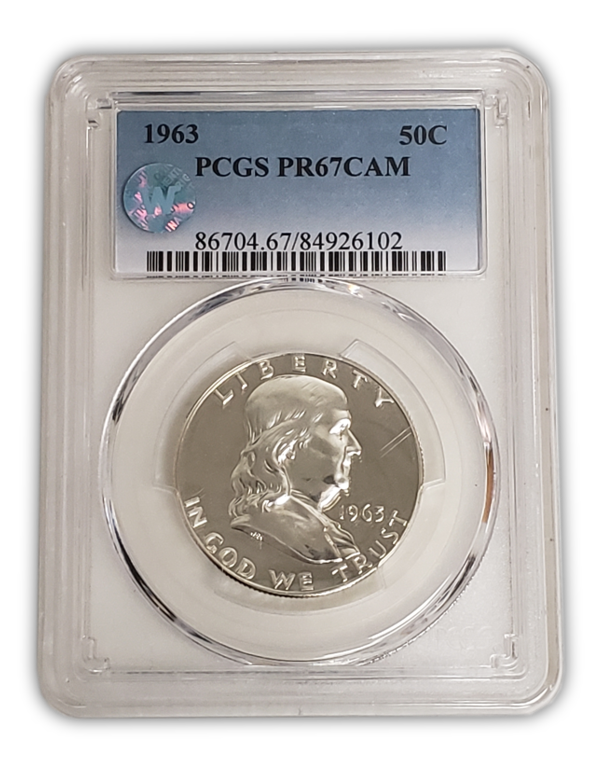 1963 Franklin Silver Half Dollar - PCGS PR67 Cameo Sight White - CoinsTV