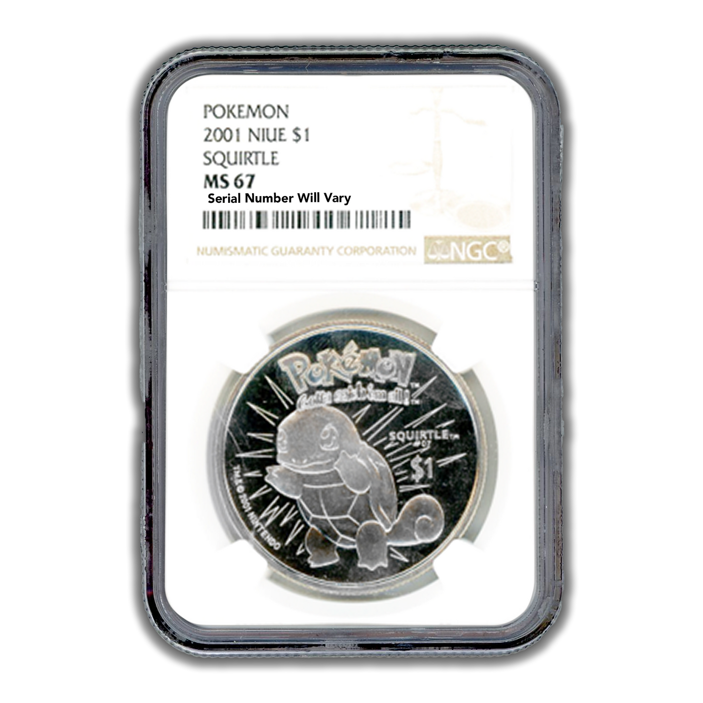2001 Niue Pokemon Squirtle $1 Coin - NGC MS67 - CoinsTV
