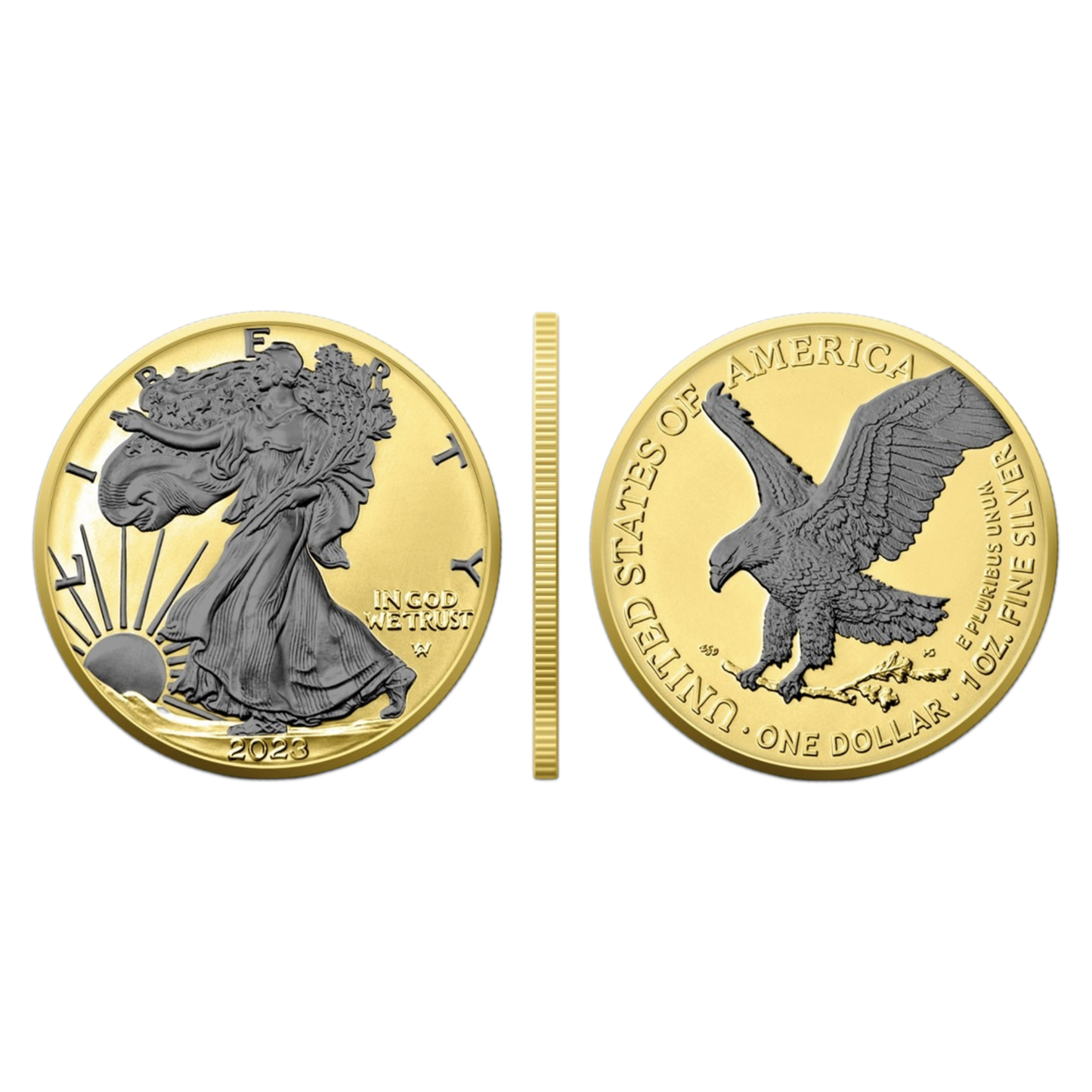 2023 Silver Eagle Reverse Black Ruthenium & Gold Enhanced 1 oz Silver - CoinsTV