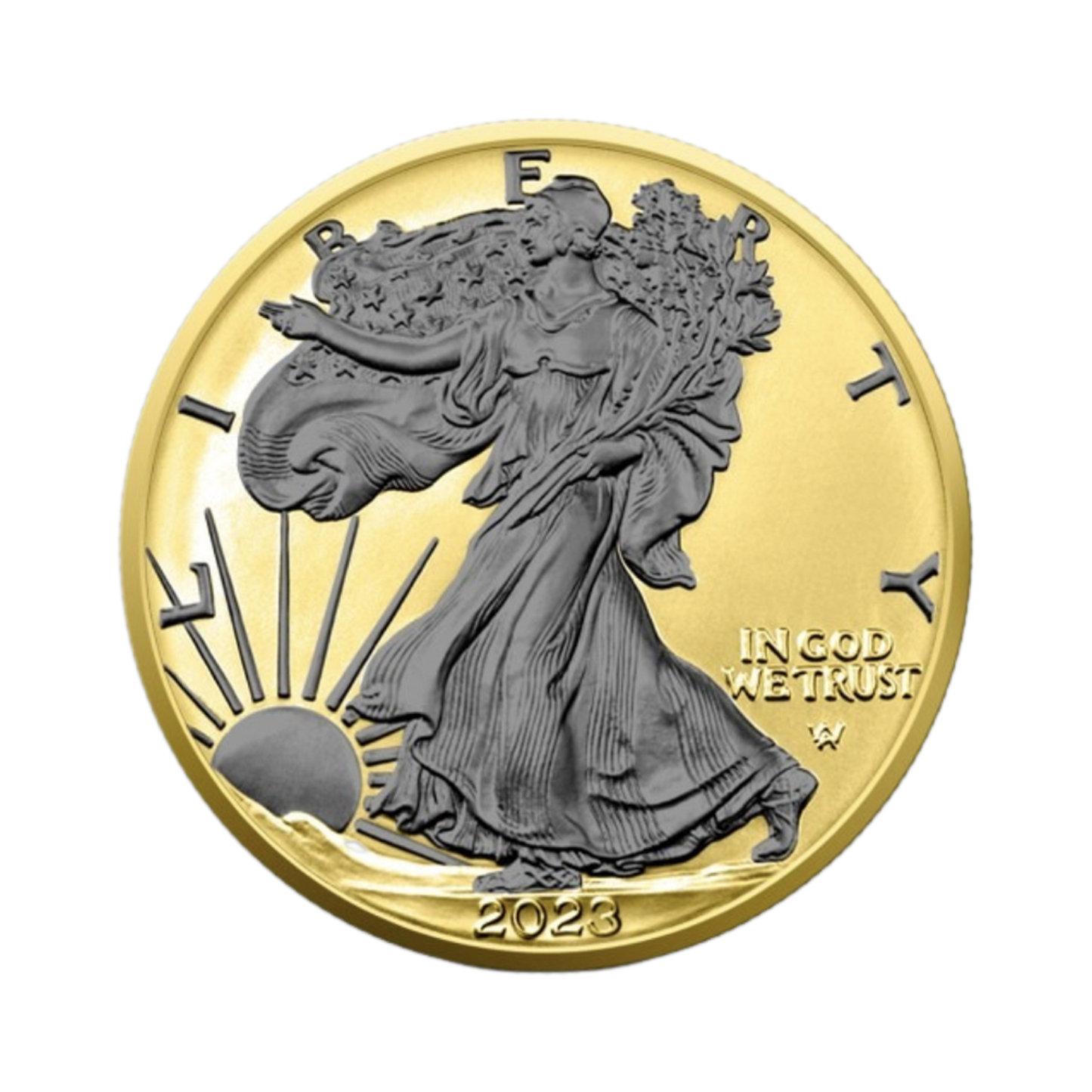 2023 Silver Eagle Reverse Black Ruthenium & Gold Enhanced 1 oz Silver - CoinsTV
