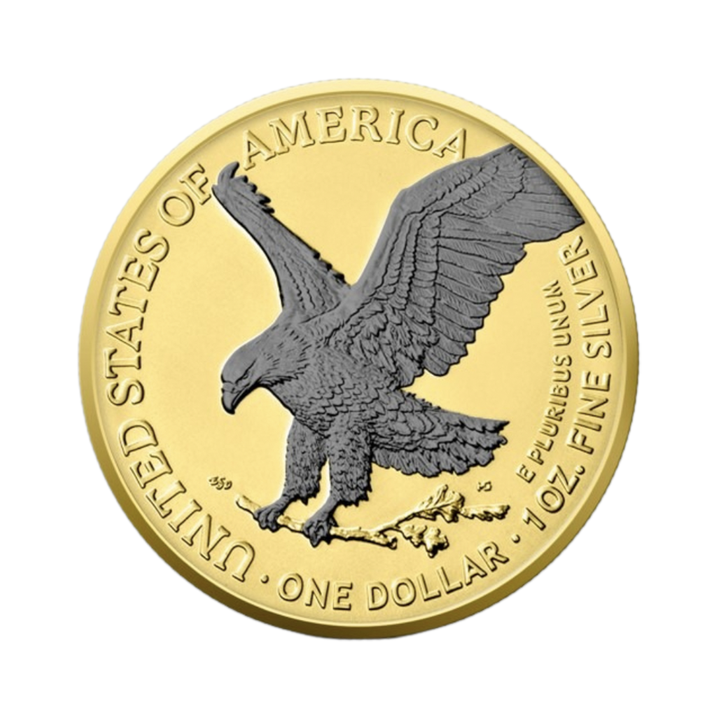 2023 Silver Eagle Reverse Black Ruthenium & Gold Enhanced 1 oz Silver - CoinsTV
