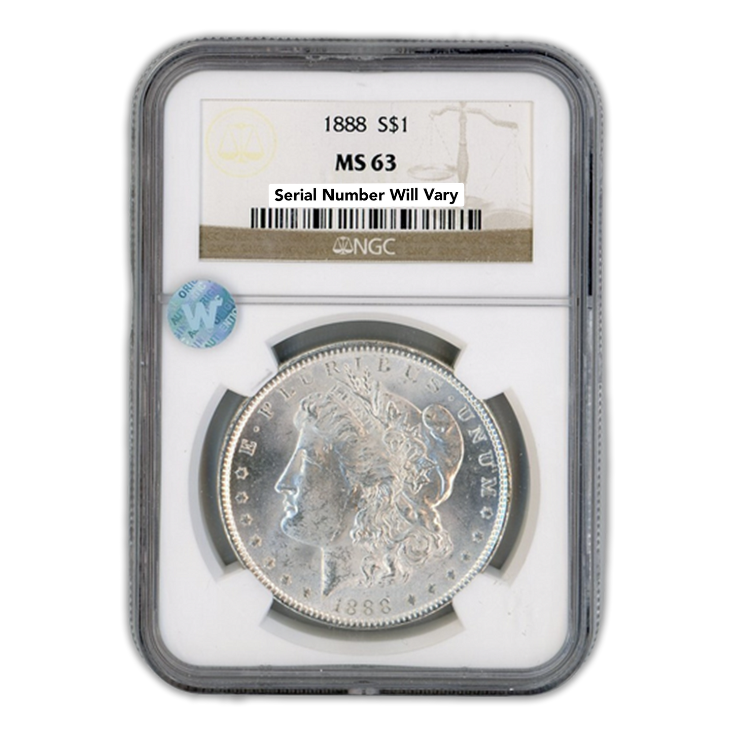 1888 Morgan Silver Dollar Philadelphia - NGC MS63 Sight White - CoinsTV
