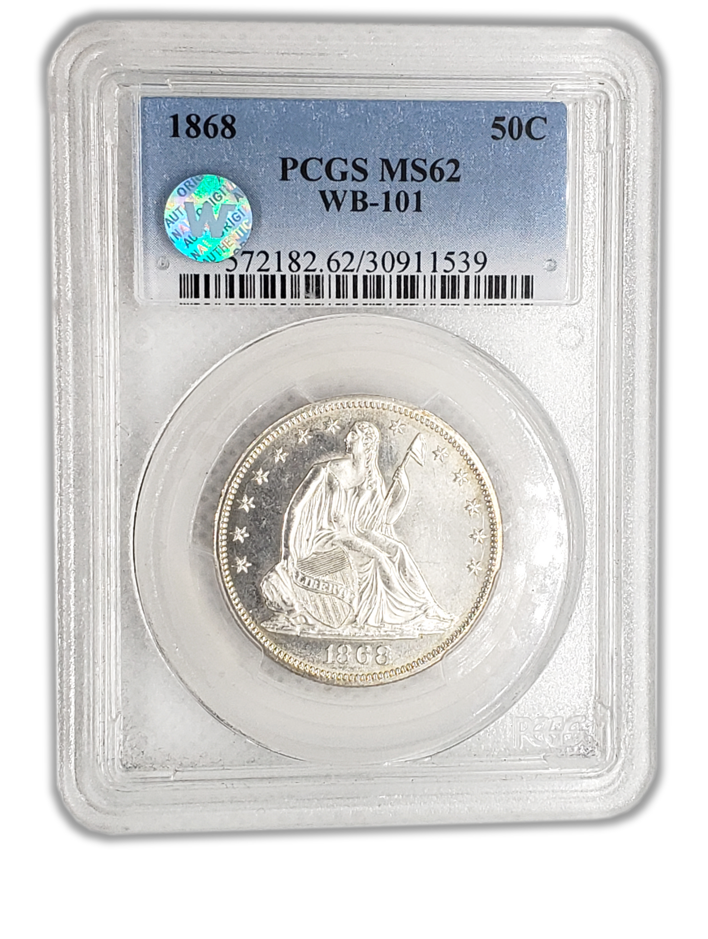 1868 Seated Liberty Half Dollar - PCGS MS62 Sight White WB-101 - CoinsTV
