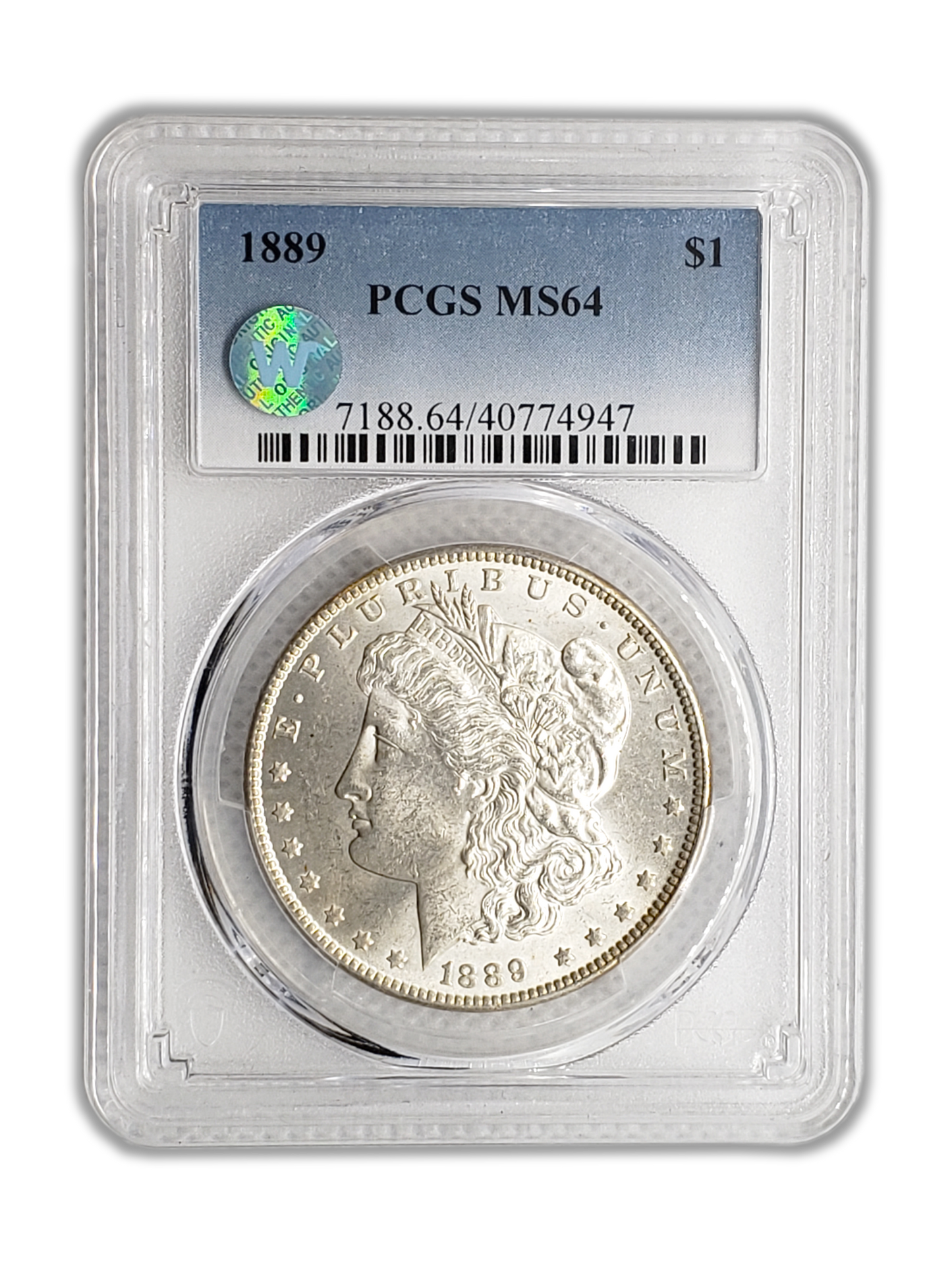 1889 Morgan Silver Dollar Philadelphia - PCGS MS64 Sight White