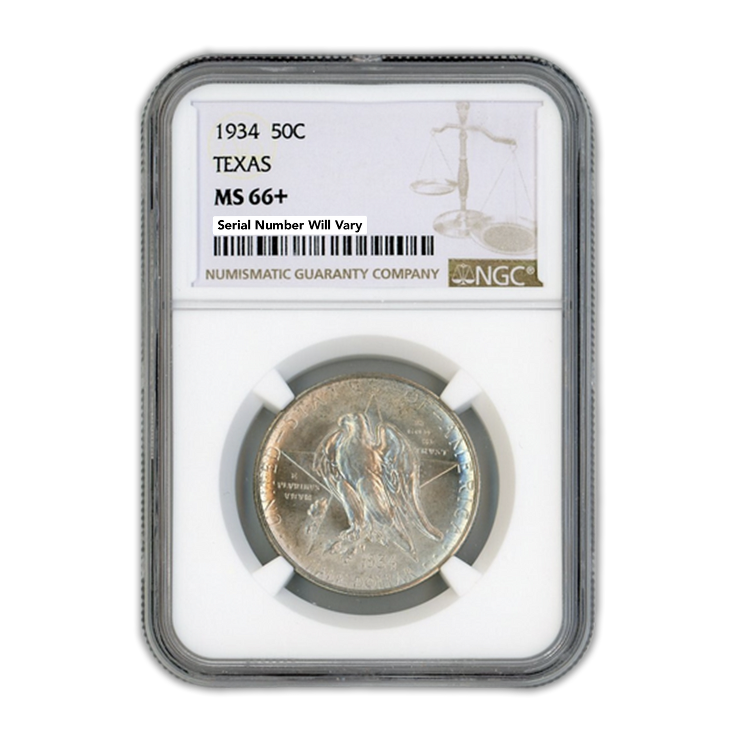 1934 Silver Half Dollar Texas Commemorative - NGC MS66+