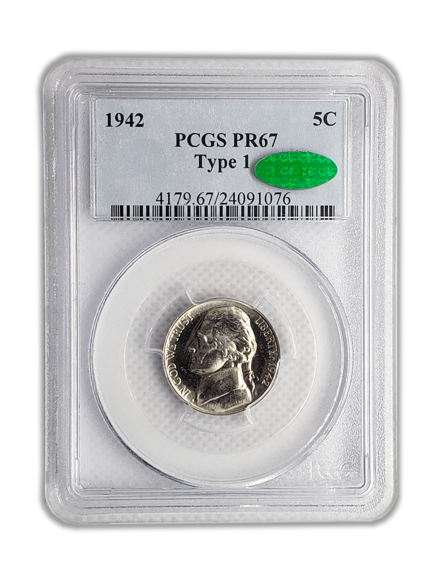 1942 Jefferson Nickel Type 1 Philadelphia- PCGS PR67 CAC - CoinsTV