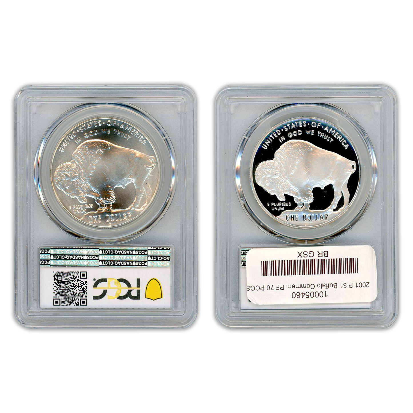 2001 Buffalo Silver Dollar 2 pc Set PCGS PR70 - CoinsTV