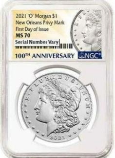 2021 O Morgan Silver Dollar - New Orleans - NGC MS70 First Day of Issue