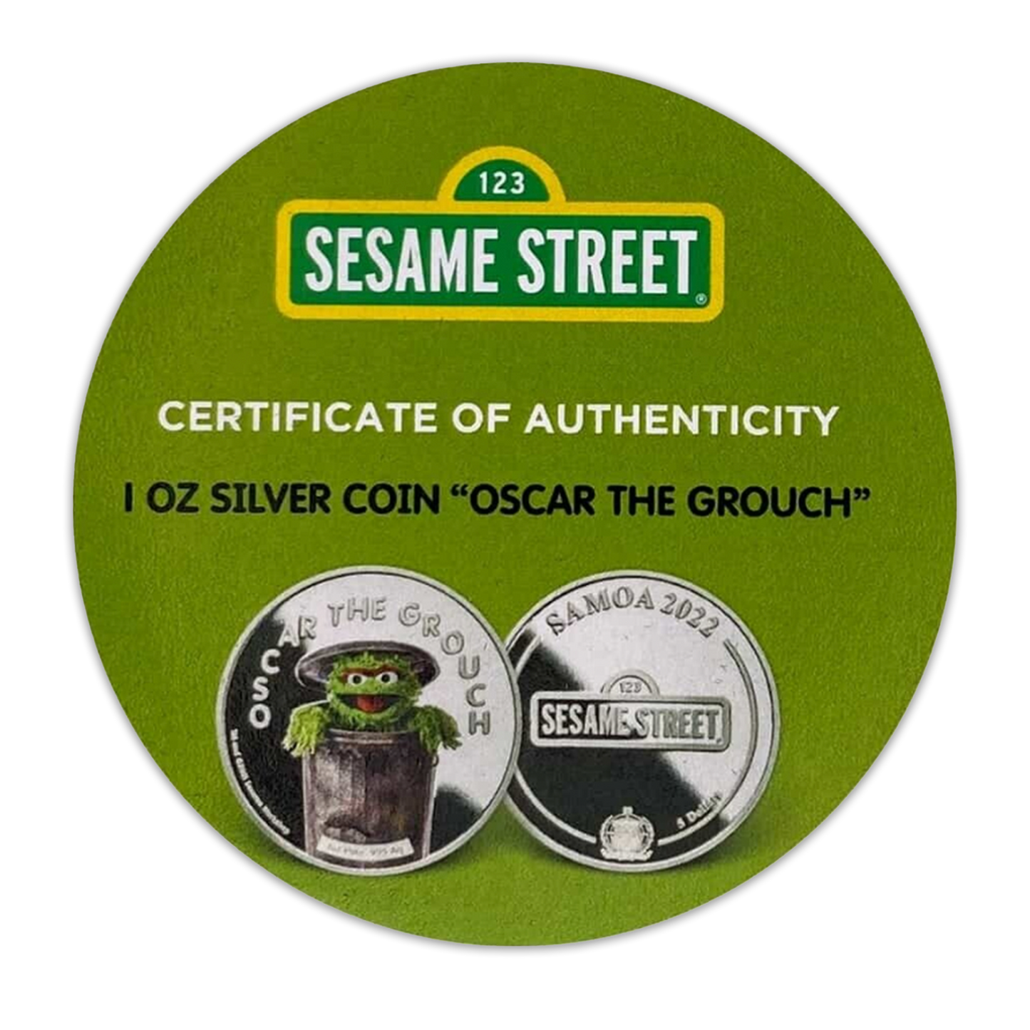 2022 1 oz Samoa Silver Oscar The Grouch - Sesame Street - CoinsTV