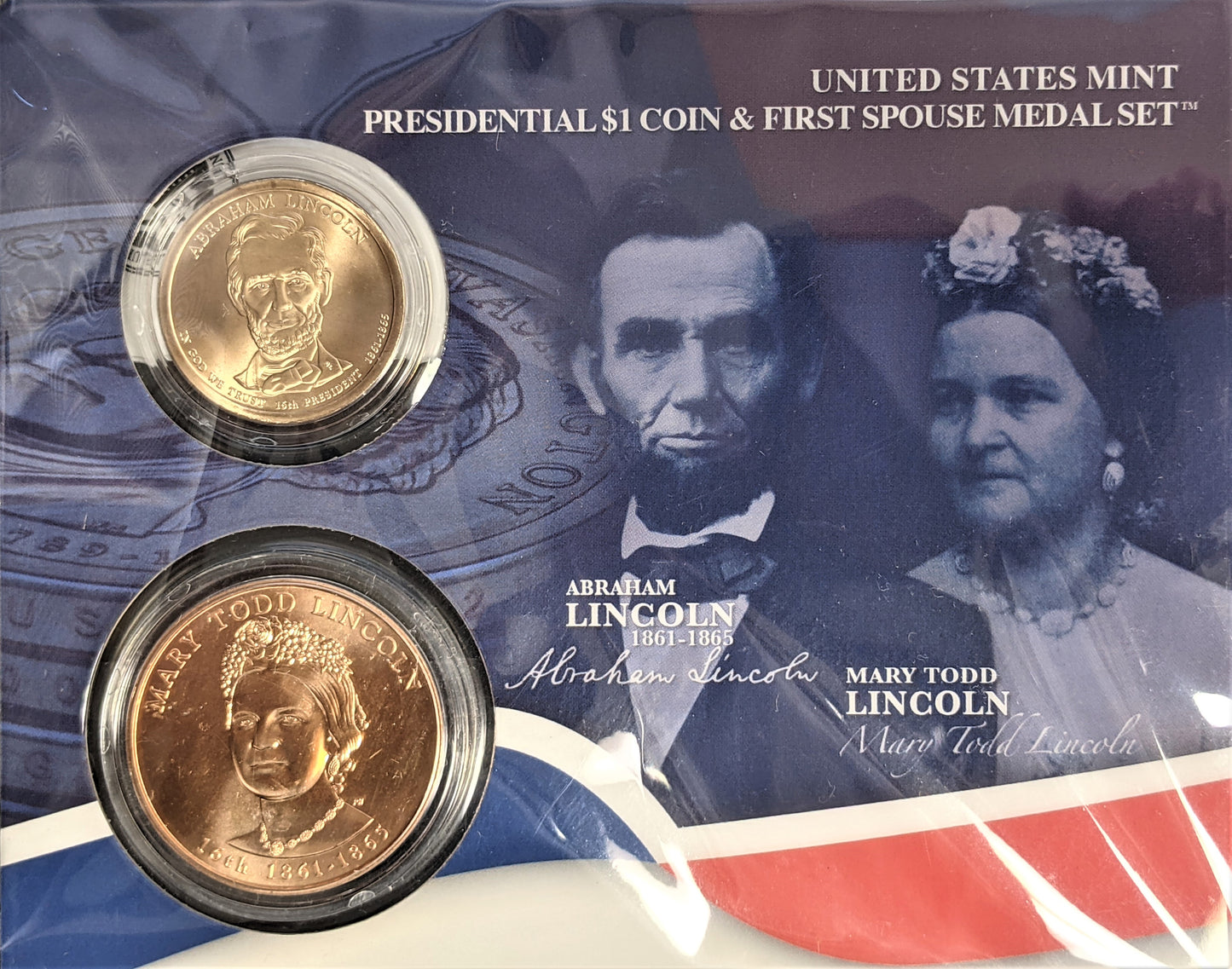 Presidential $1 Coin & First Spouse Bronze Medal Set - Abraham Lincoln