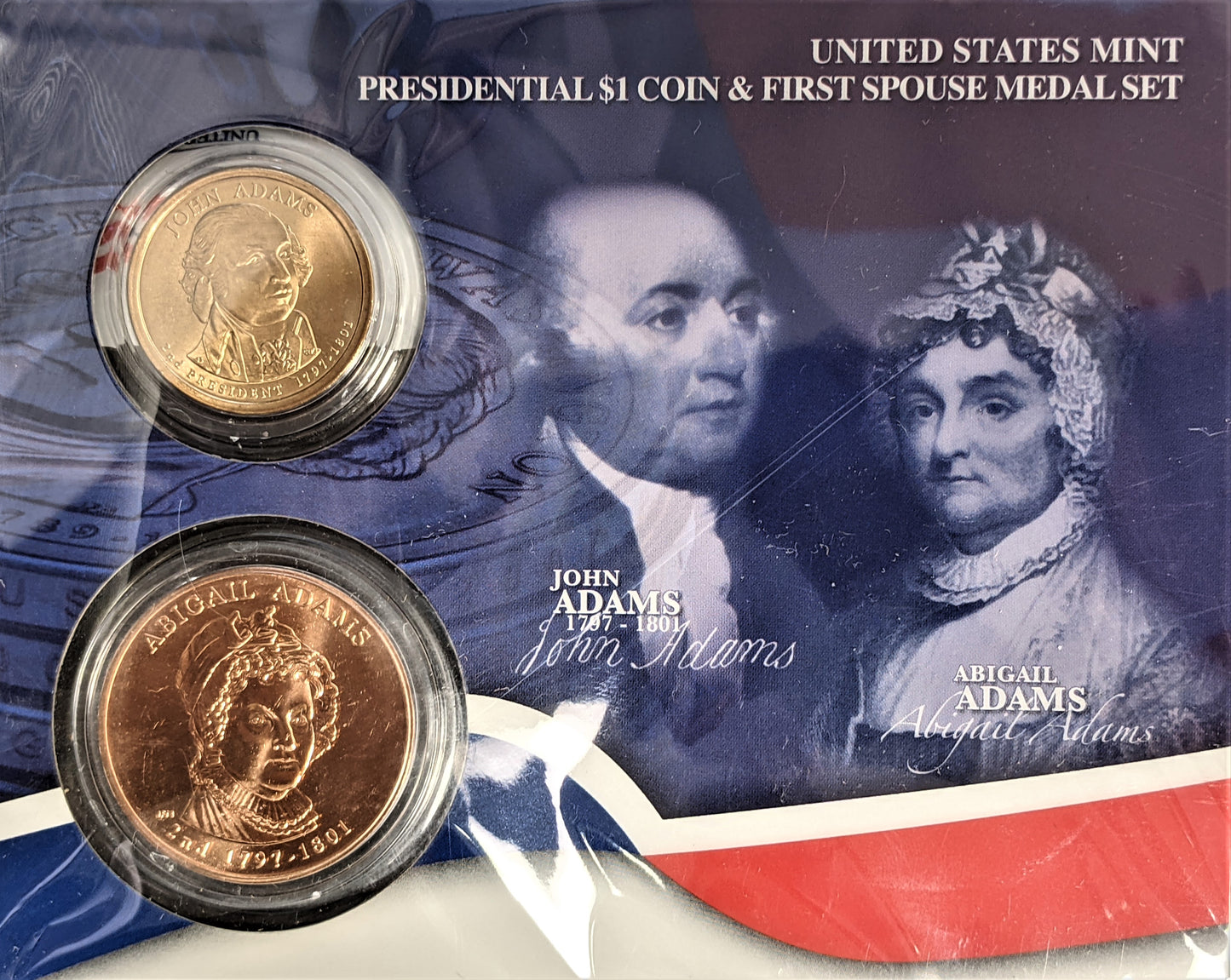 Presidential $1 Coin & First Spouse Bronze Medal Set - John Adams