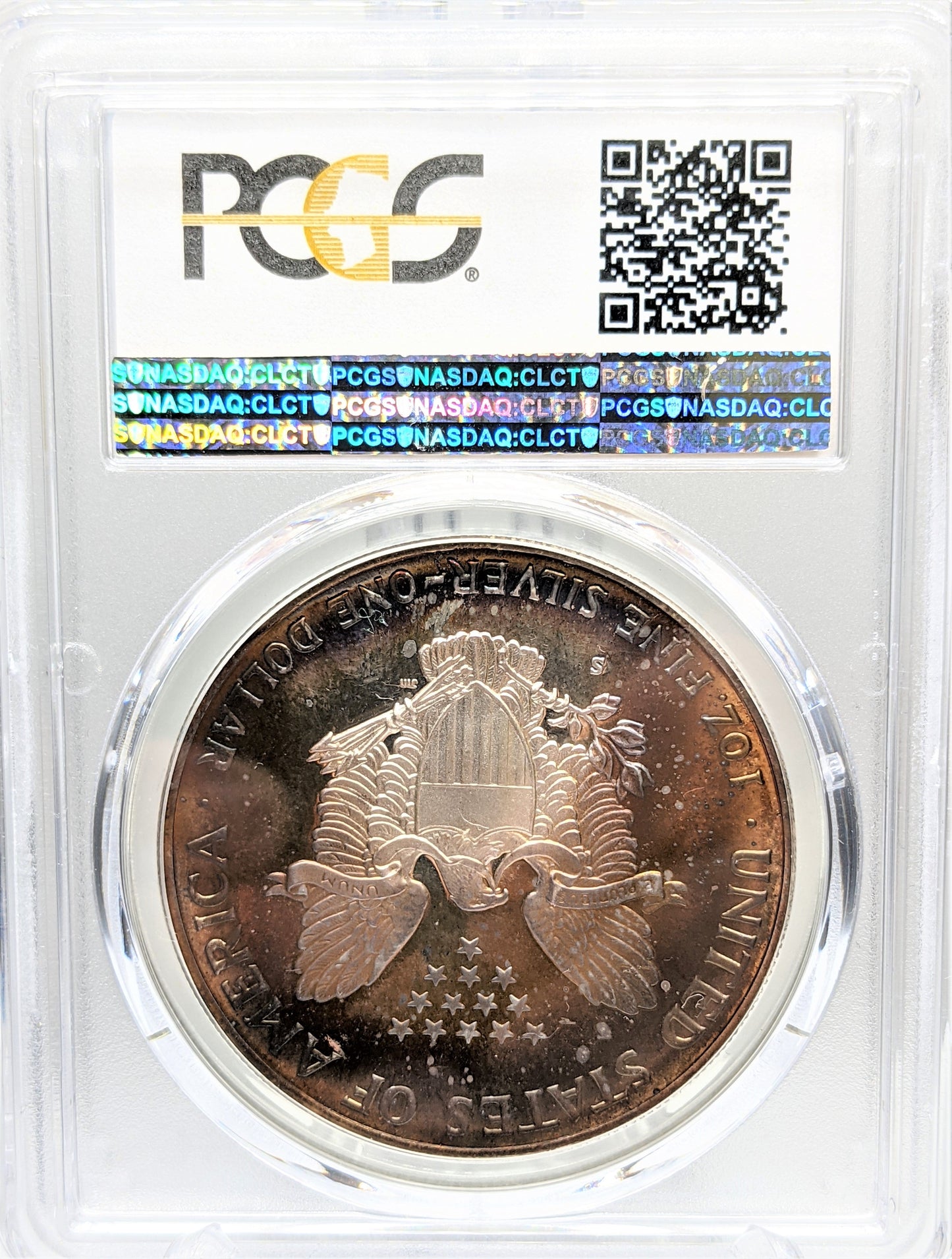 1991 S Silver Eagle - Beautiful Toning - PCGS PR67 Deep Cameo - CoinsTV