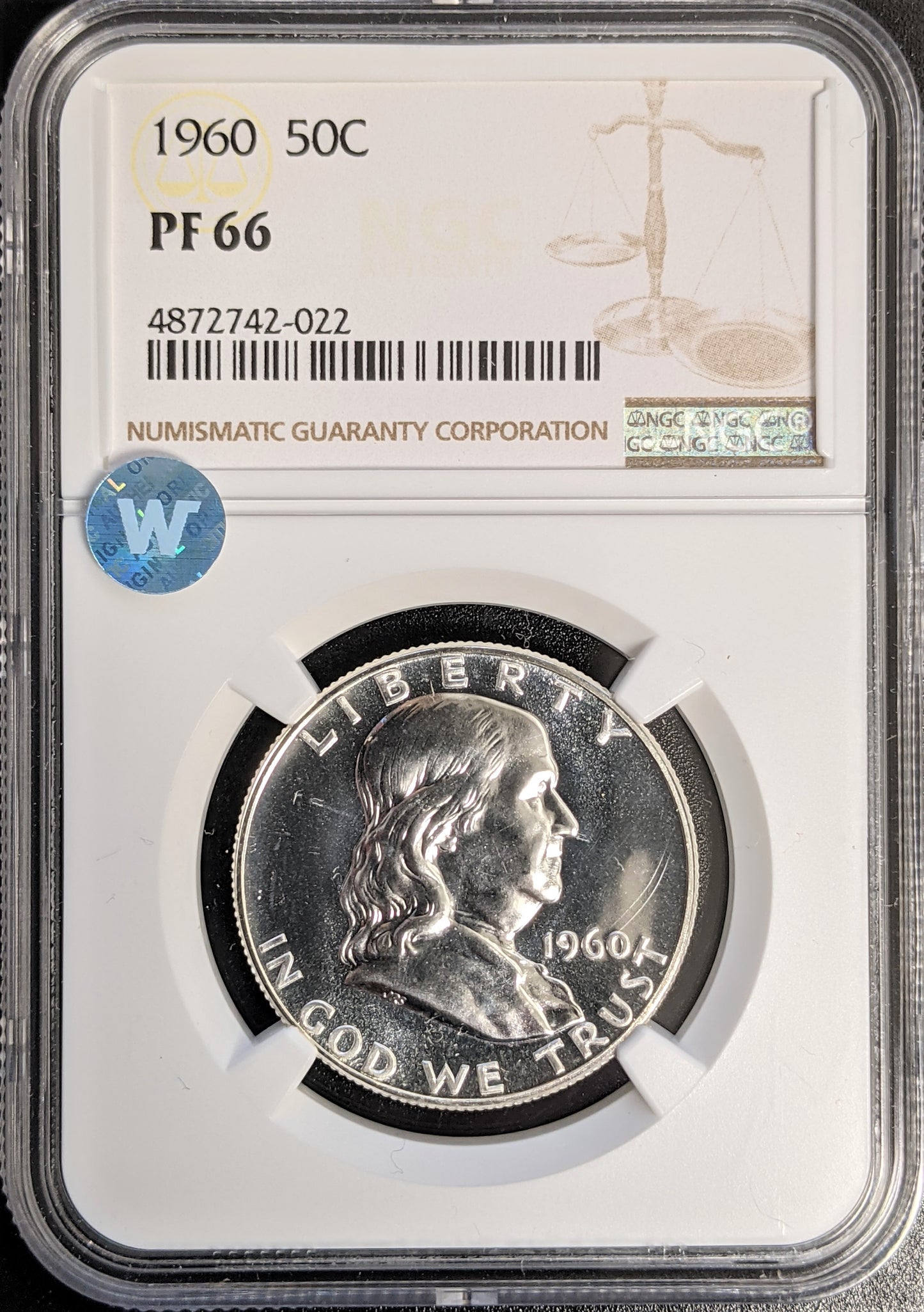 1960 Franklin 90% Silver Half Dollar Philadelphia - PF66 Sight White - CoinsTV