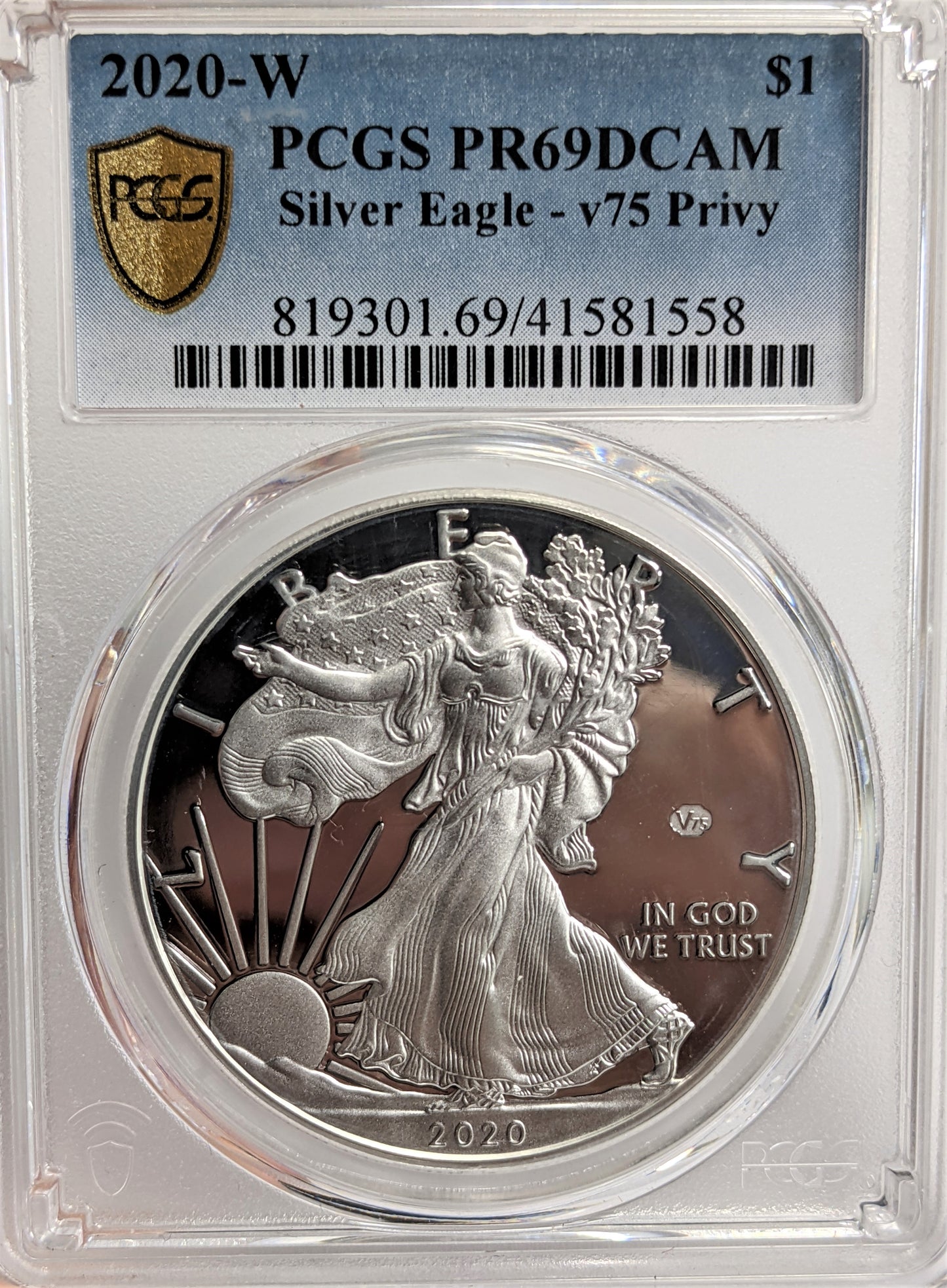 2020 (W) Silver Eagle -  PCGS PR69 DCAM v75 Privy - CoinsTV