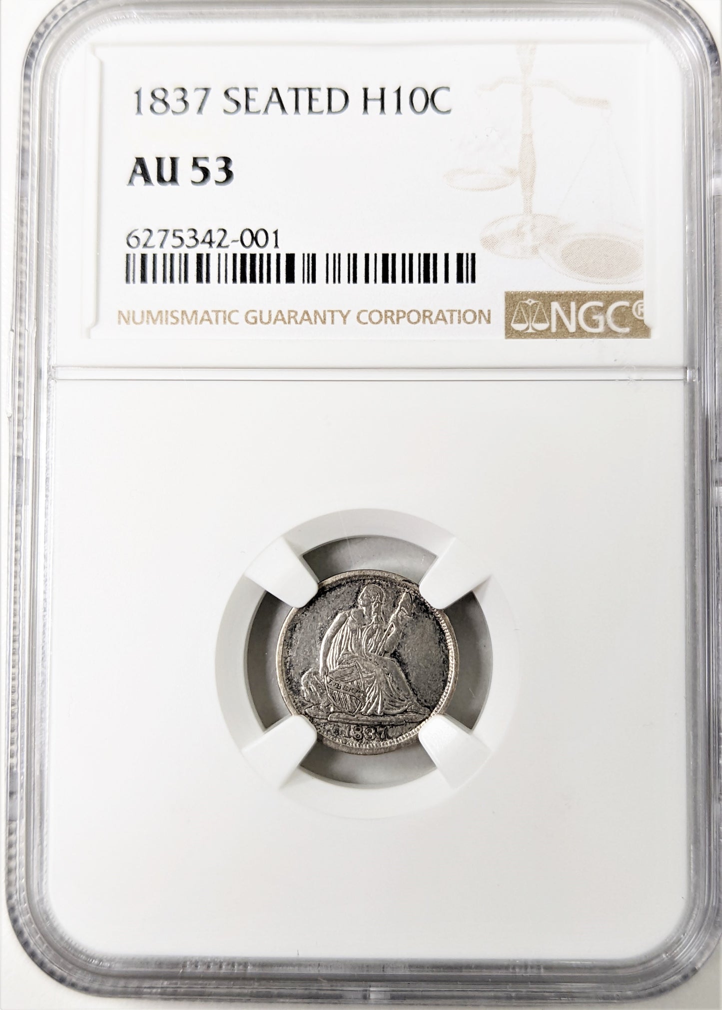 1837 Seated Liberty Half Dime NGC AU53 - CoinsTV