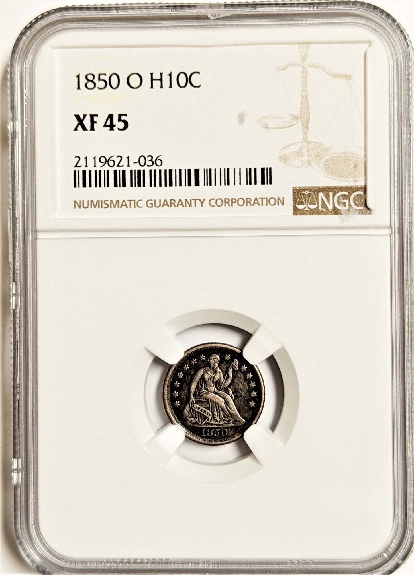 1850 O Seated Liberty Half Dime -New Orleans NGC XF45 - CoinsTV