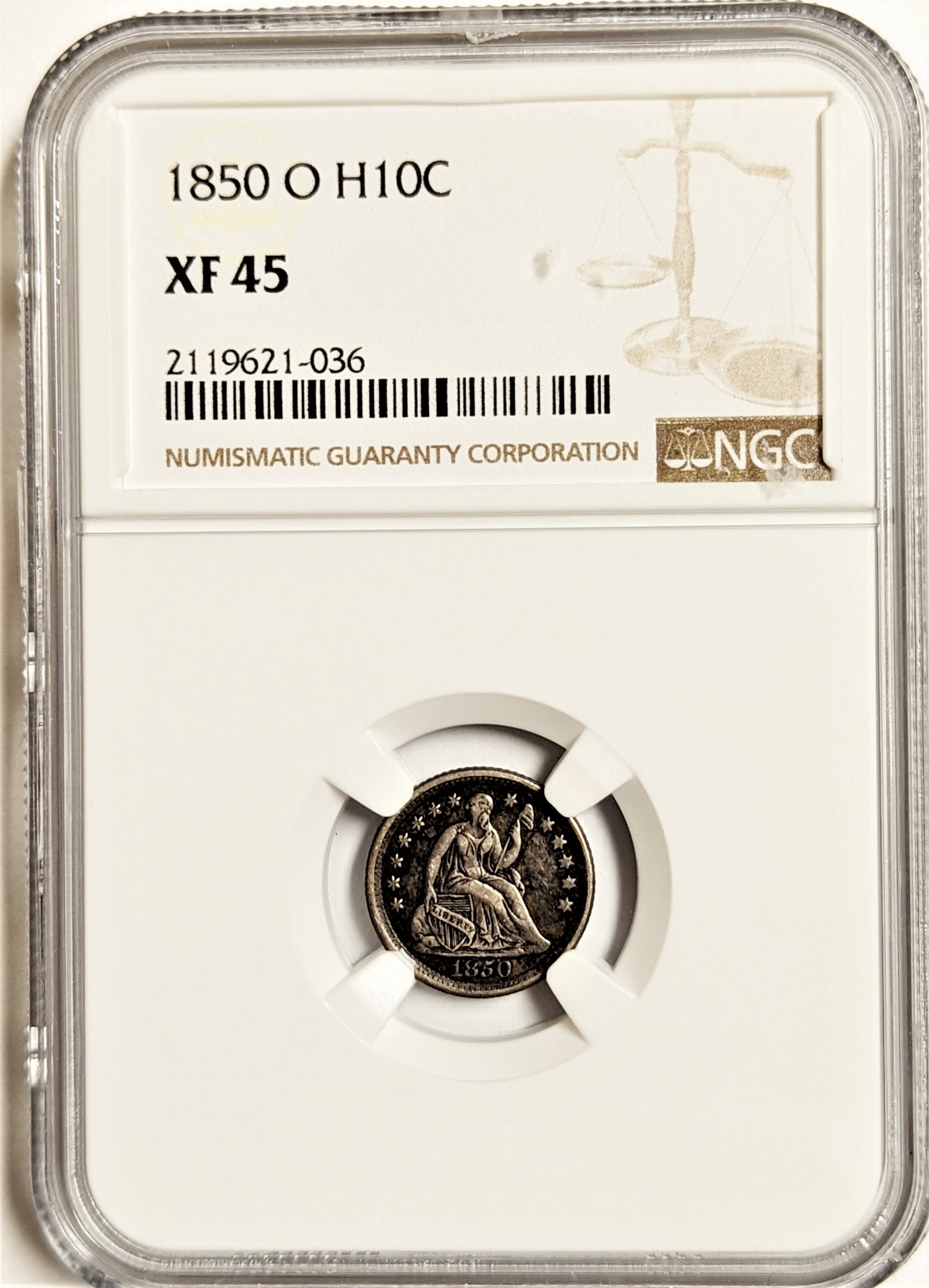 1850 O Seated Liberty Half Dime -New Orleans NGC XF45 - CoinsTV