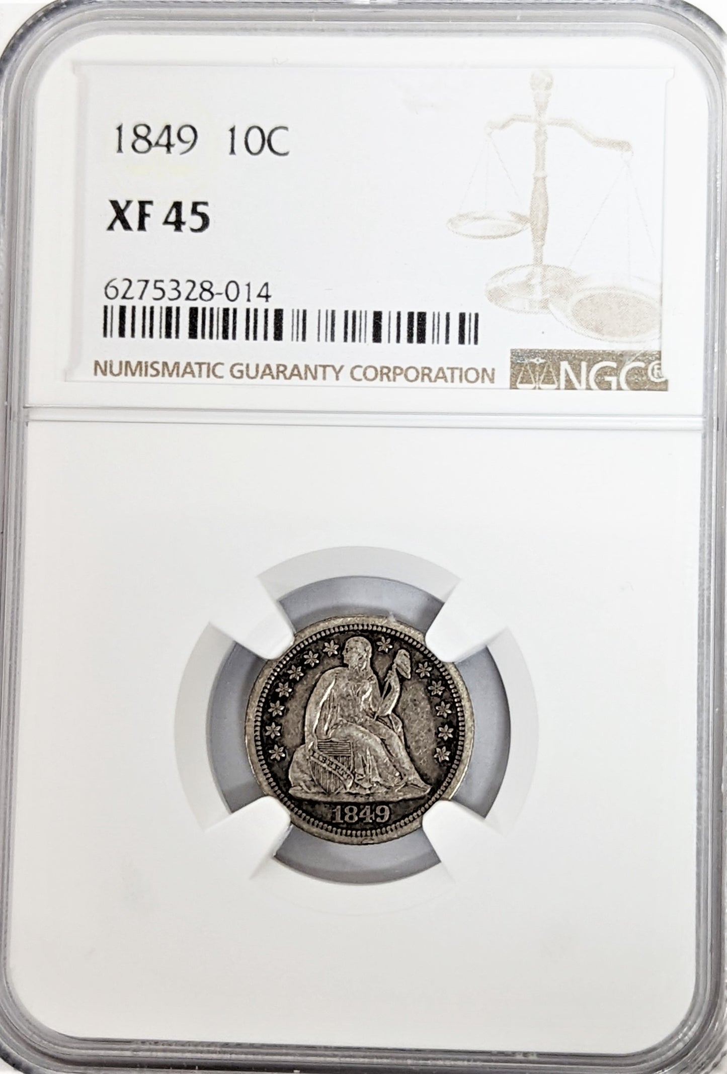 1849 Seated Liberty Dime - NGC XF45 - CoinsTV