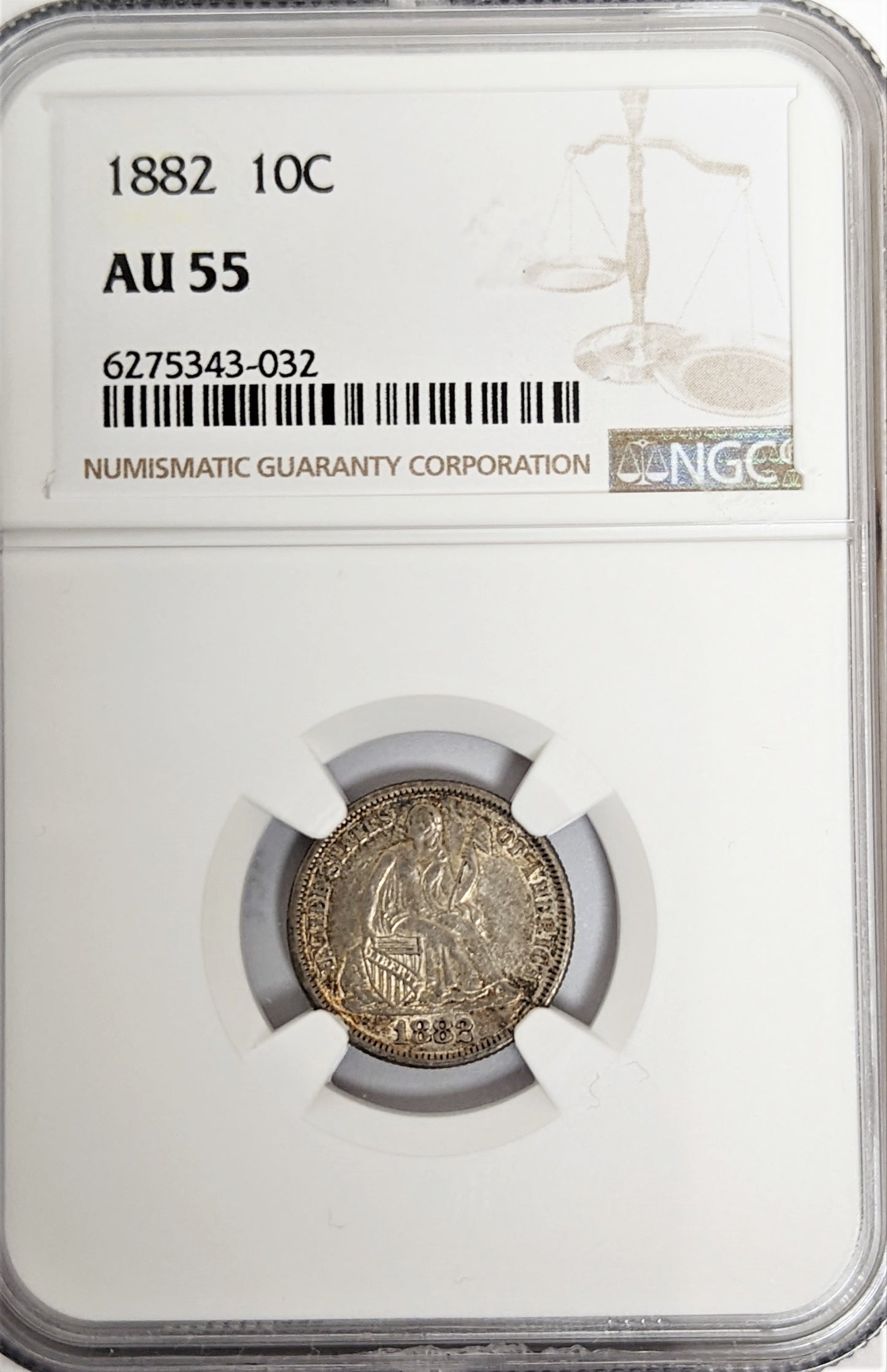 1882 Seated Liberty Dime - NGC AU55