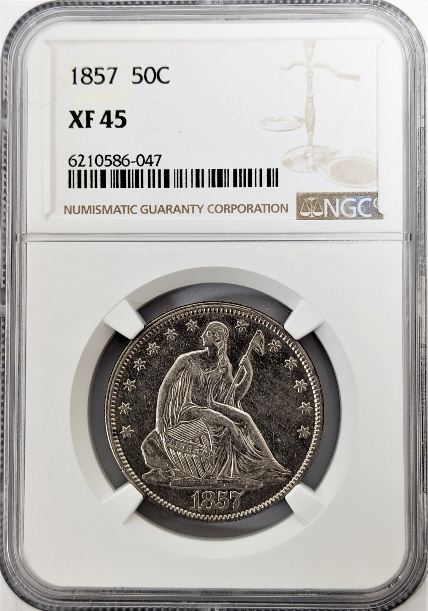 1857 Seated Liberty Half Dollar Philadelphia NGC XF45