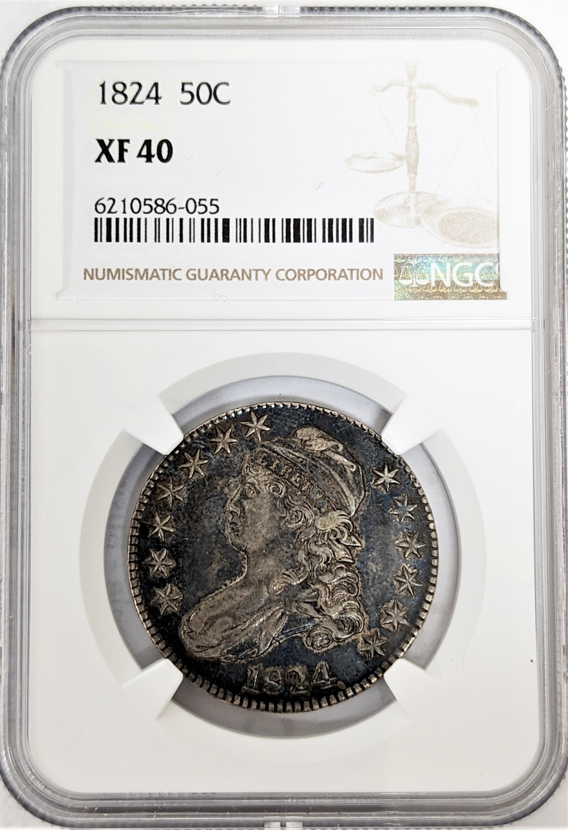 1824 Capped Bust Silver Half Dollar Philadelphia - NGC XF40 - CoinsTV