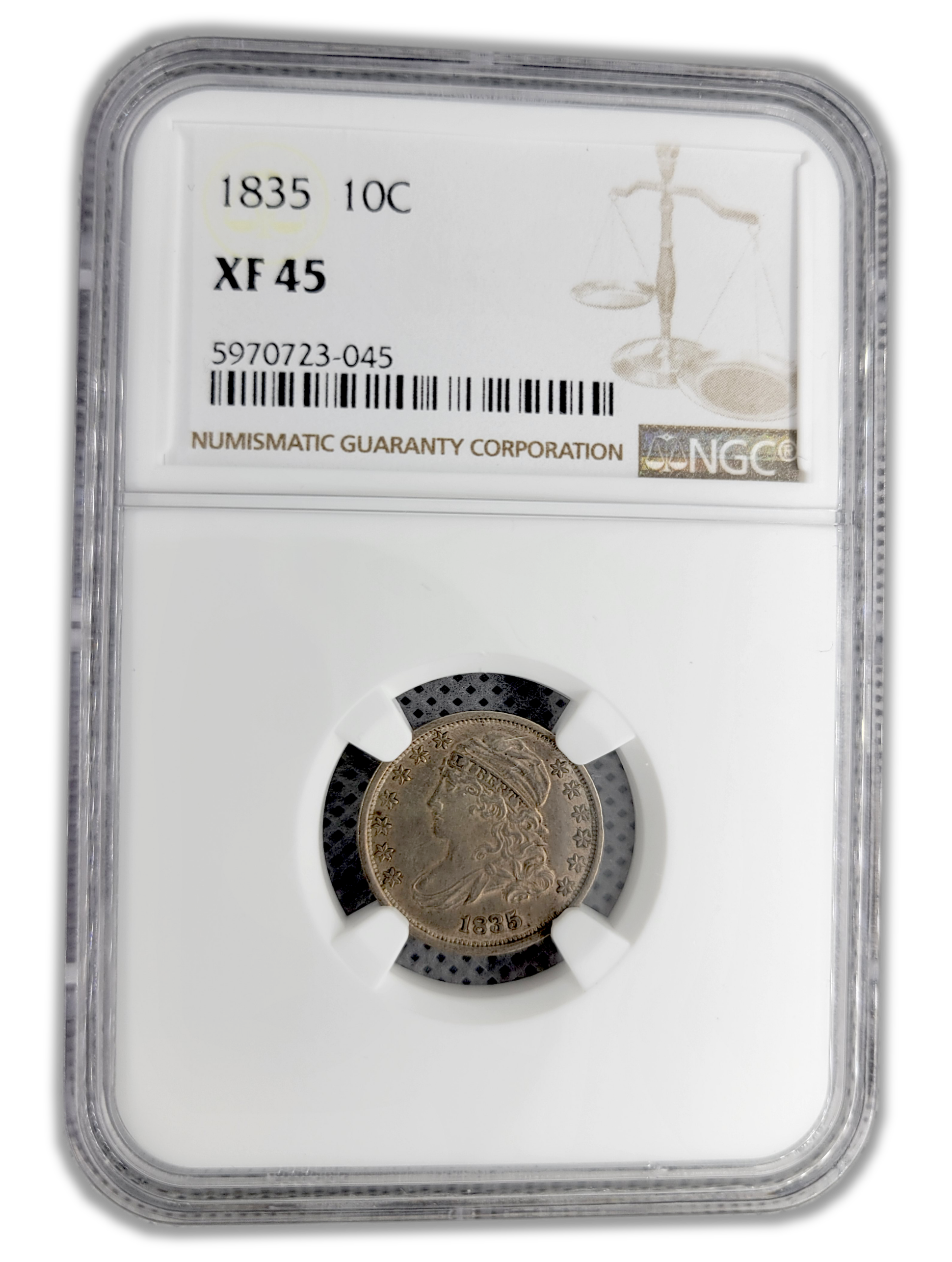 1835 Capped Bust Dime NGC XF 45 Philadelphia - CoinsTV