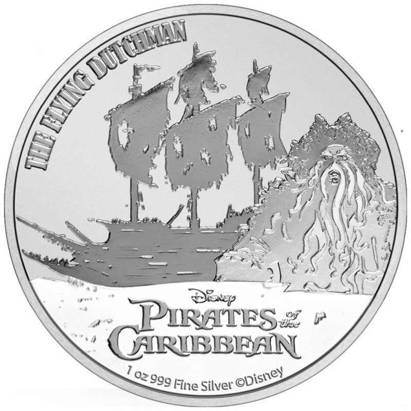 2021 Pirates Of The Caribbean - Flying Dutchman - 1 Oz Silver - New Zealand Mint - Brilliant Uncirculated