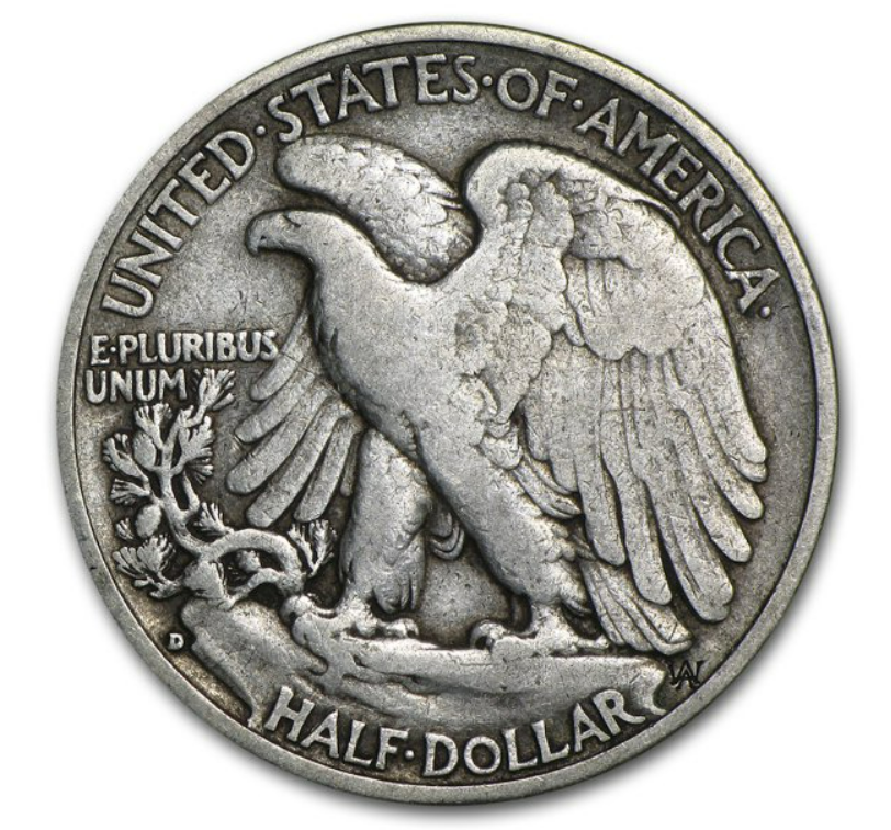 1938 D Walking Liberty Silver Half Dollar Denver - Circulated