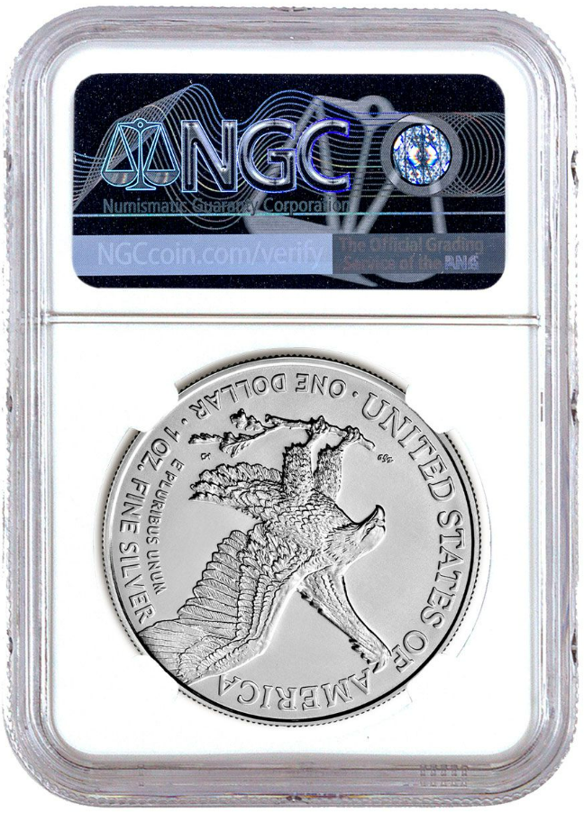 2021 (S) Silver Eagle Landing Type 2 - Emergency Production - NGC MS70 First Day of Issue Trolley Label - CoinsTV