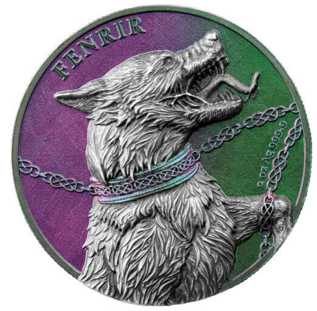 2022 2 oz Germania Fenrir Colorized Silver BU