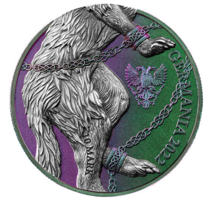 2022 2 oz Germania Fenrir Colorized Silver BU