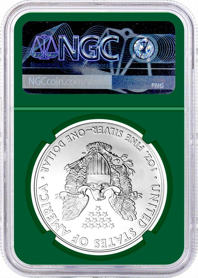 2021-P Silver Eagle - Heraldic Type 1 - Emergency Production - NGC MS70 First Day of Issue Monster Box Label