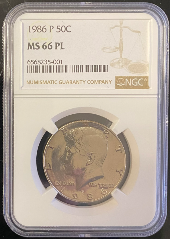 1986 Kennedy Half Dollar Philadelphia NGC MS66 PL